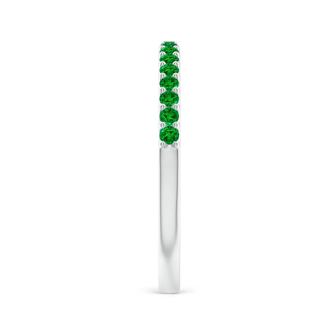 1.5mm AAAA Prong Set Half Eternity Round Emerald Wedding Ring in White Gold - side 5