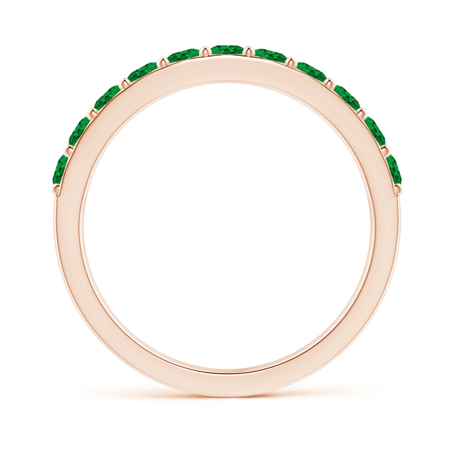 2.5mm AAAA Prong Set Half Eternity Round Emerald Wedding Ring in Rose Gold side 199