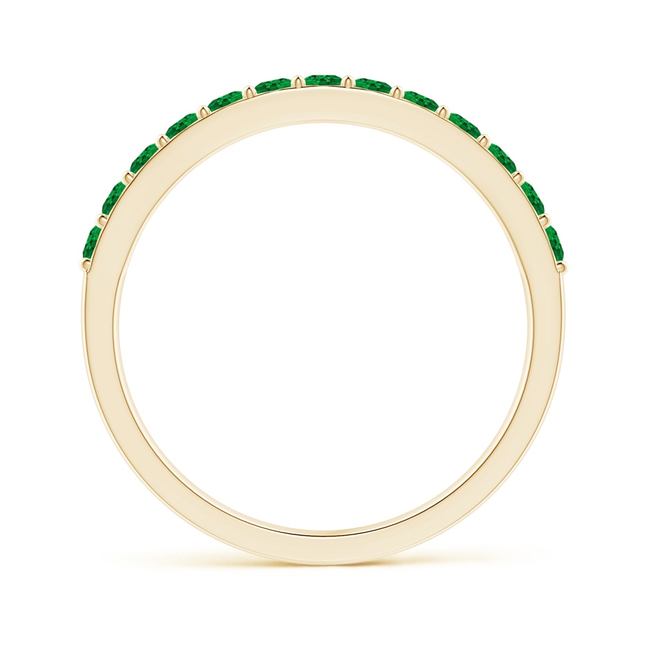 2mm AAAA Prong Set Half Eternity Round Emerald Wedding Ring in Yellow Gold side 199