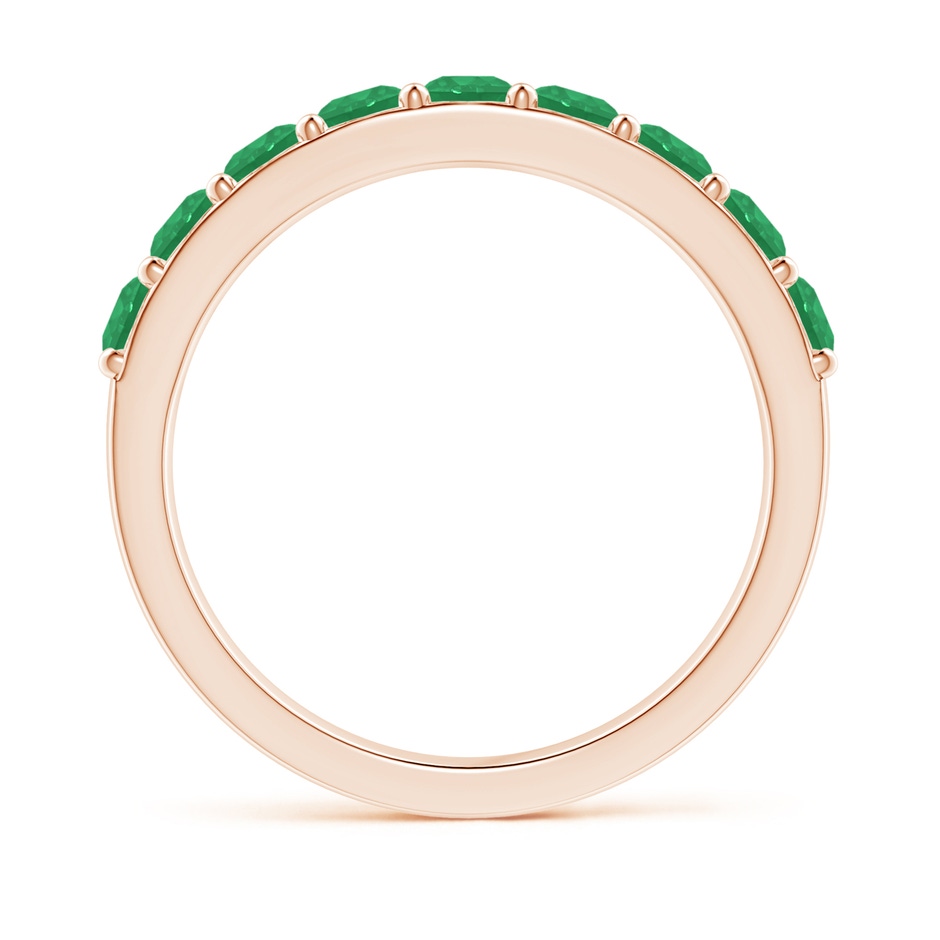 3mm A Prong Set Half Eternity Round Emerald Wedding Ring in 18K Rose Gold side 199