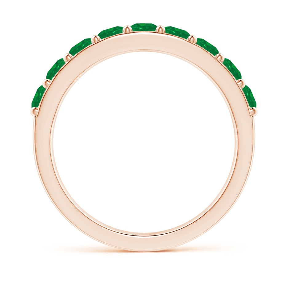 3mm AA Prong Set Half Eternity Round Emerald Wedding Ring in 18K Rose Gold side 199