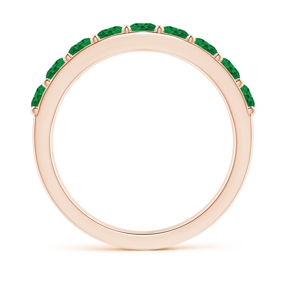 3mm AAA Prong Set Half Eternity Round Emerald Wedding Ring in 18K Rose Gold side 199