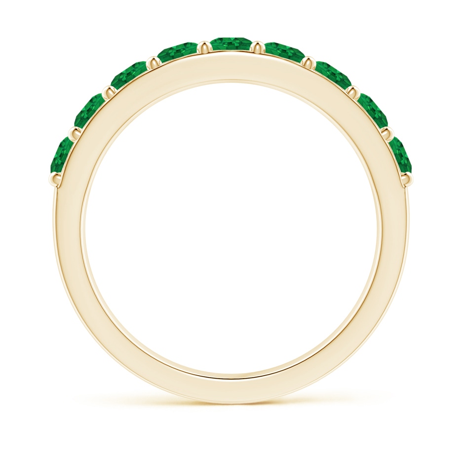 3mm AAA Prong Set Half Eternity Round Emerald Wedding Ring in 18K Yellow Gold side 199