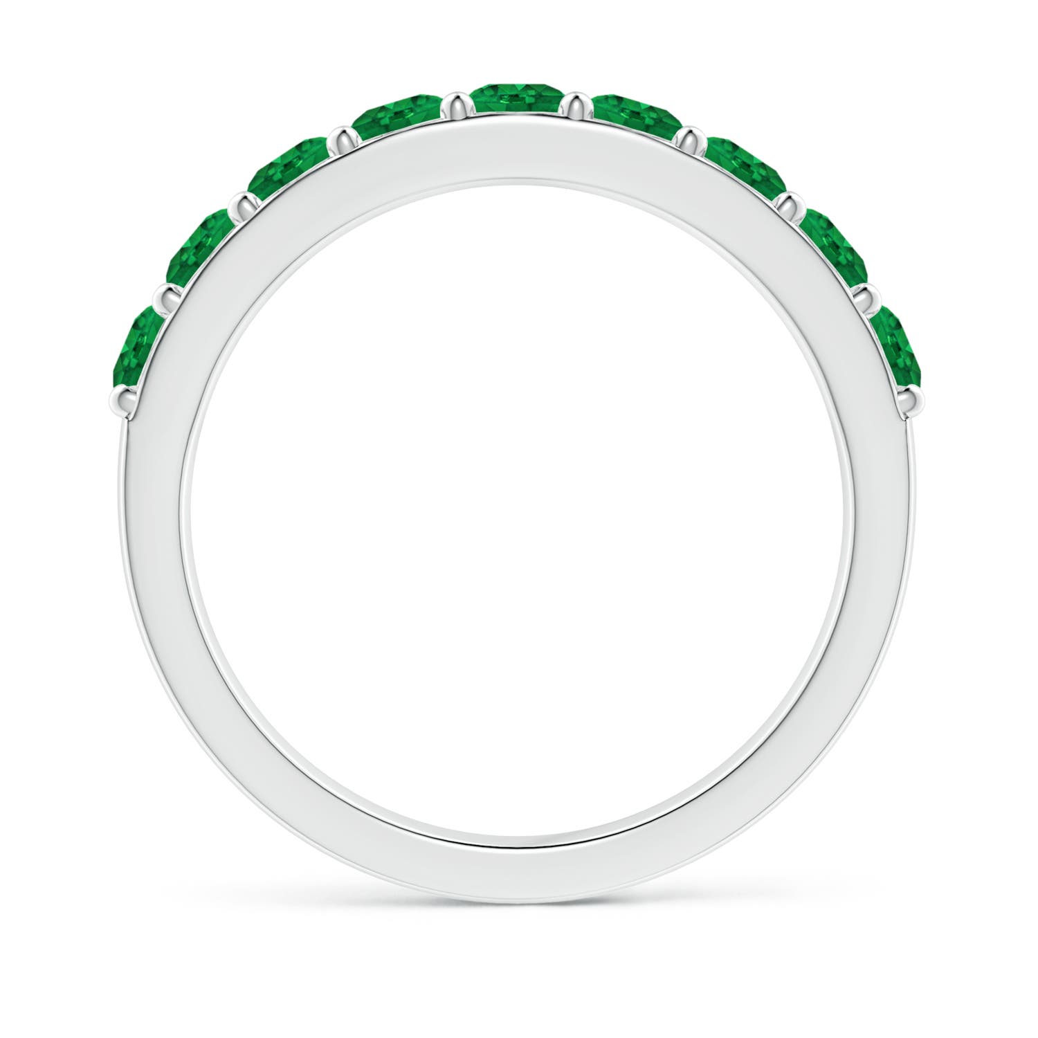 3mm AAA Prong Set Half Eternity Round Emerald Wedding Ring in White Gold