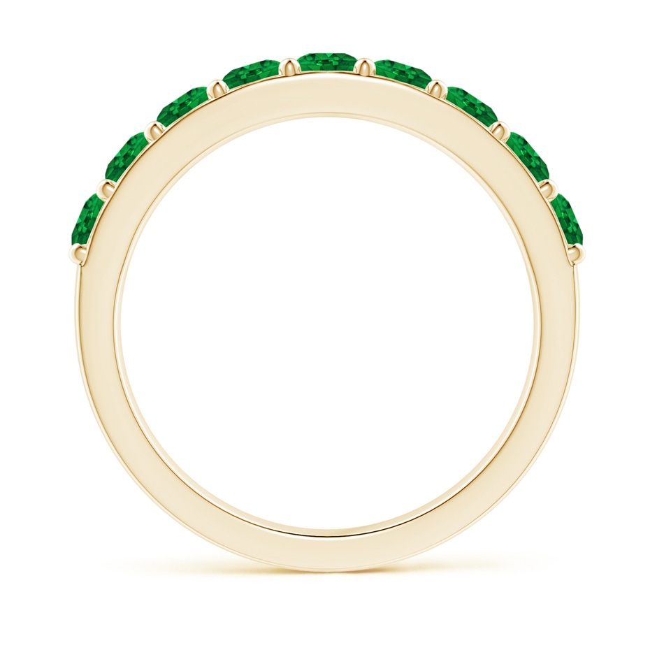 3mm AAAA Prong Set Half Eternity Round Emerald Wedding Ring in 18K Yellow Gold side 199