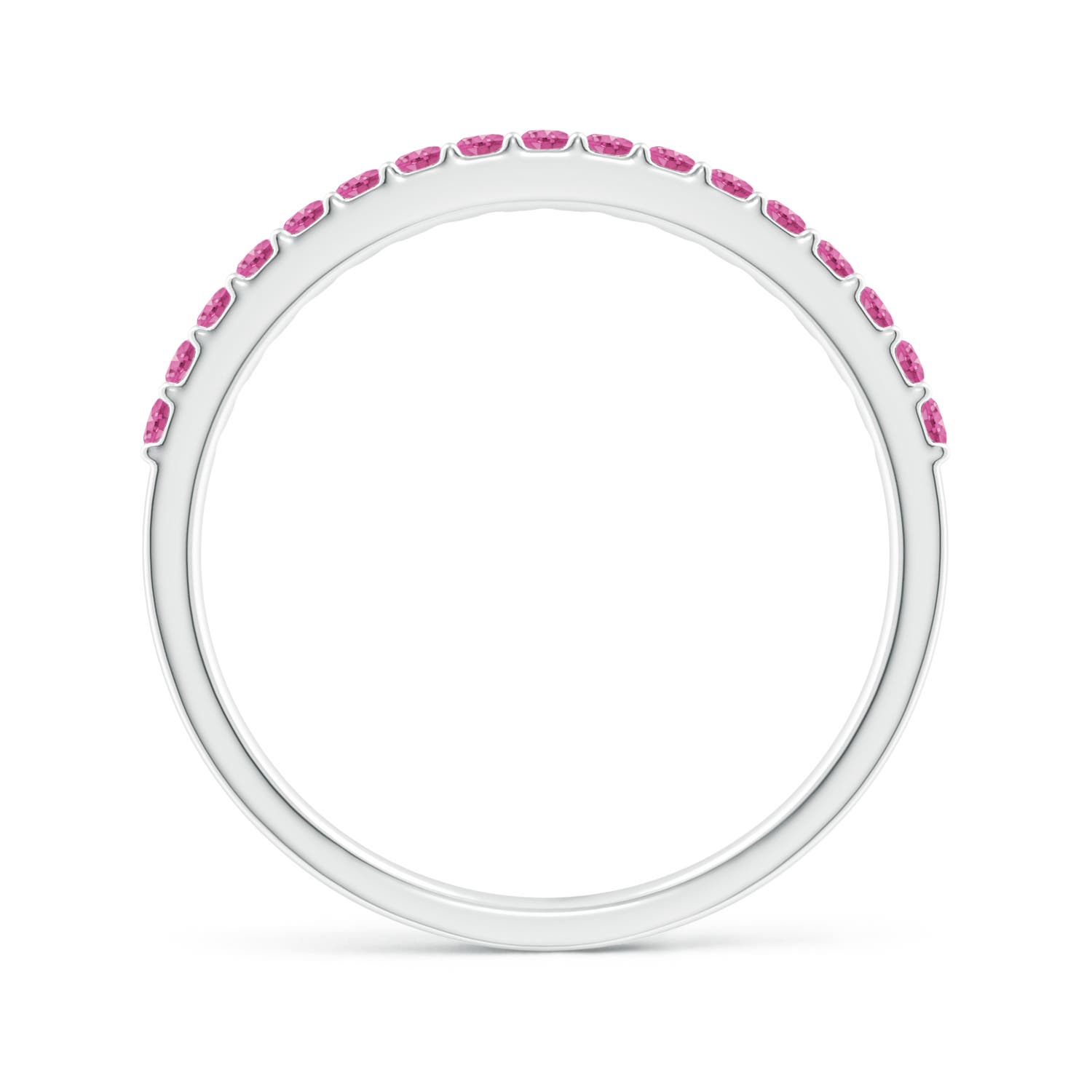 1.5mm AAA Prong Set Half Eternity Round Pink Sapphire Wedding Ring in 18CT White Gold - side 3