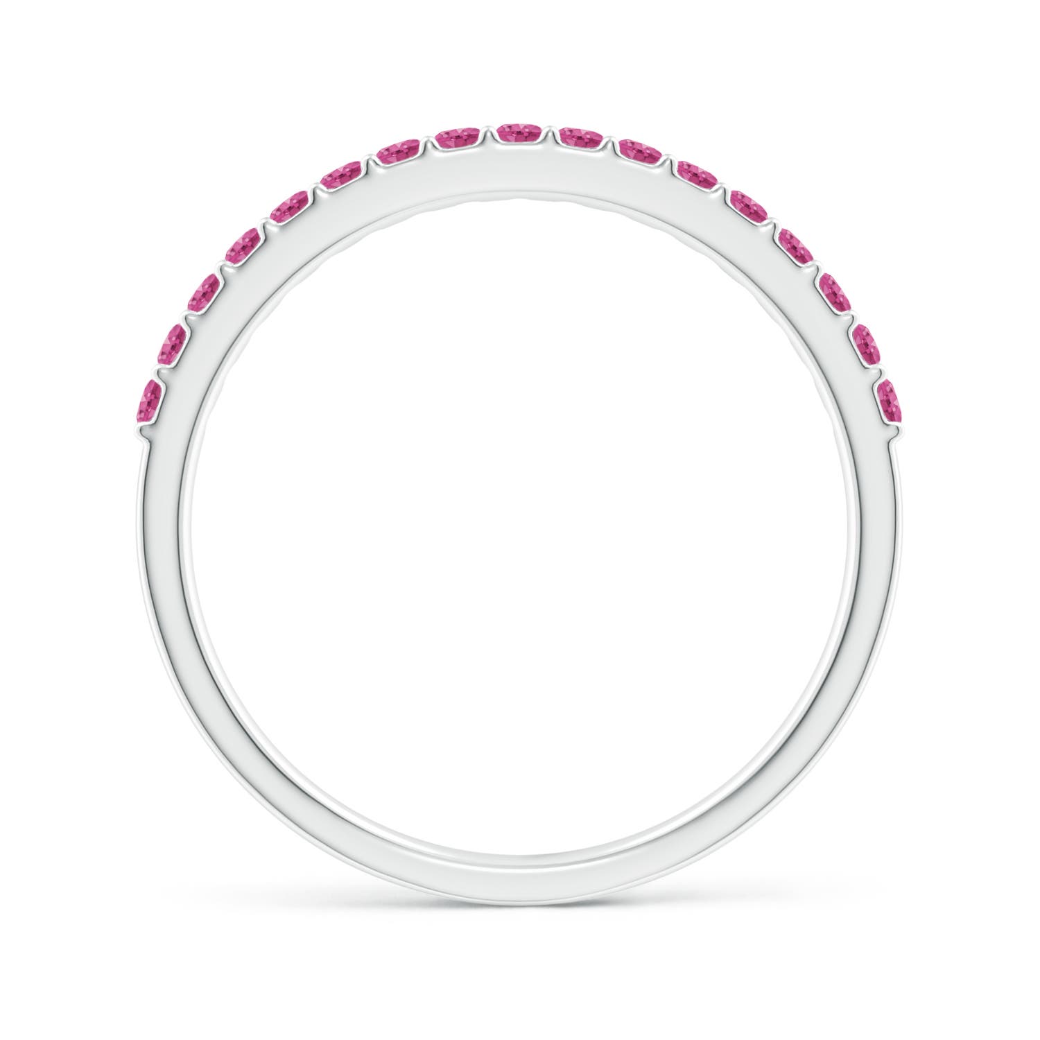 1.5mm AAAA Prong Set Half Eternity Round Pink Sapphire Wedding Ring in White Gold - side 3