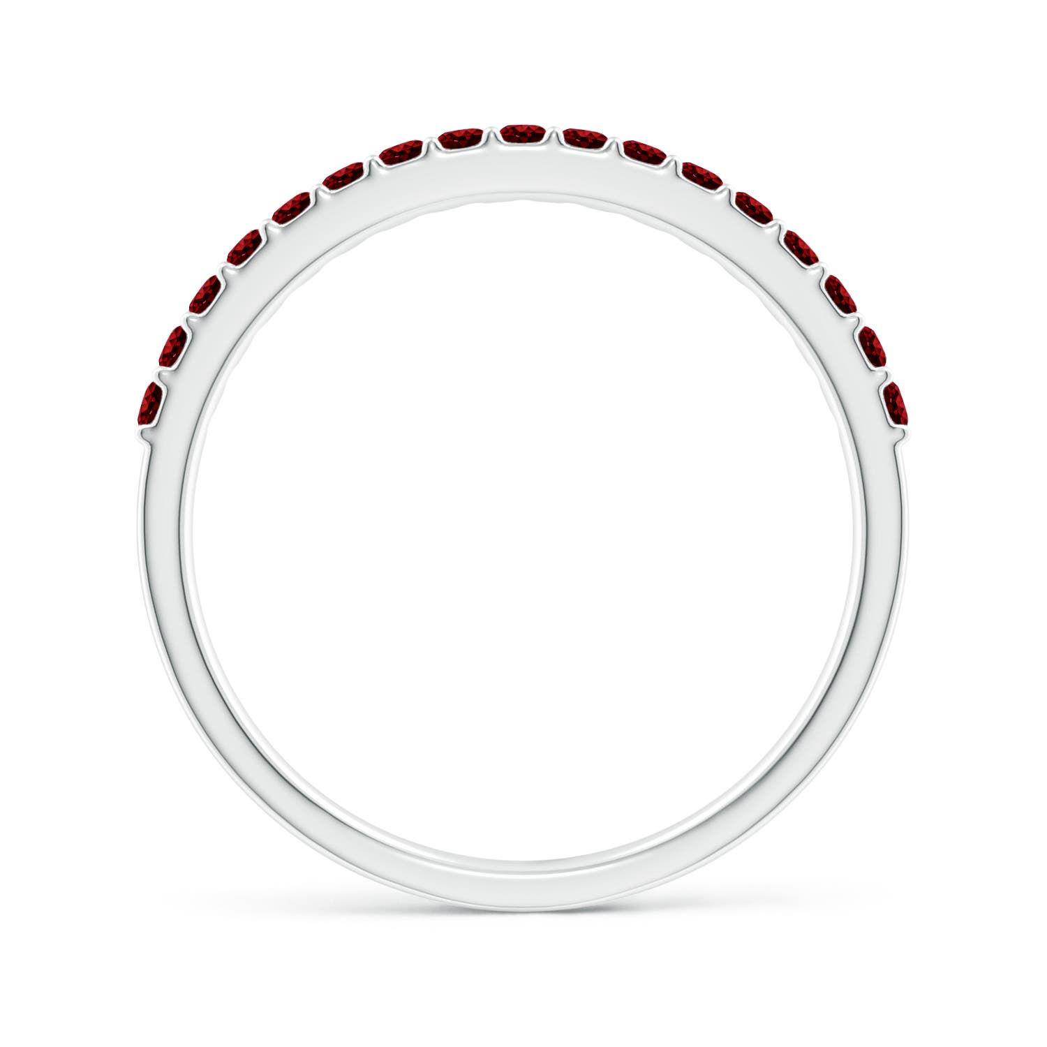 1.5mm AAAA Prong Set Half Eternity Round Ruby Wedding Ring in White Gold