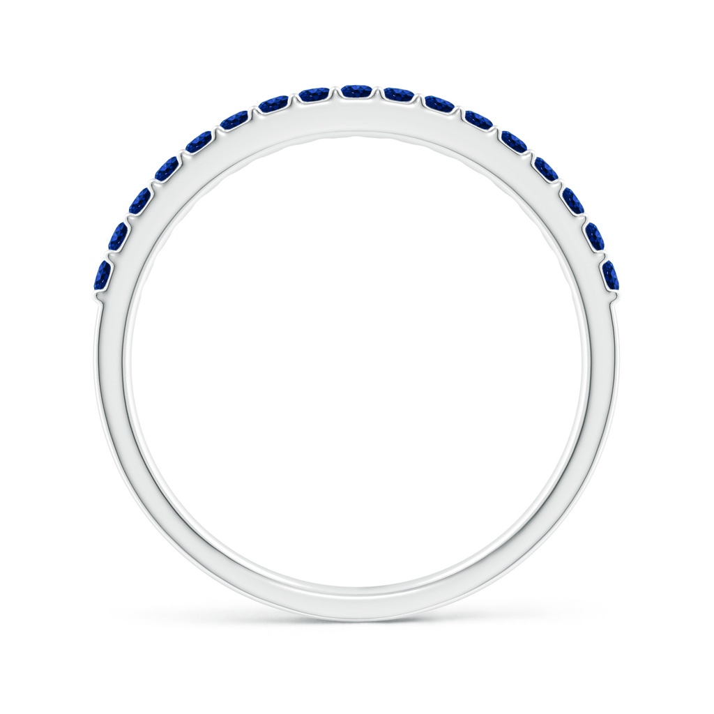 1.5mm AAAA Prong Set Half Eternity Round Blue Sapphire Wedding Ring in White Gold - side 199