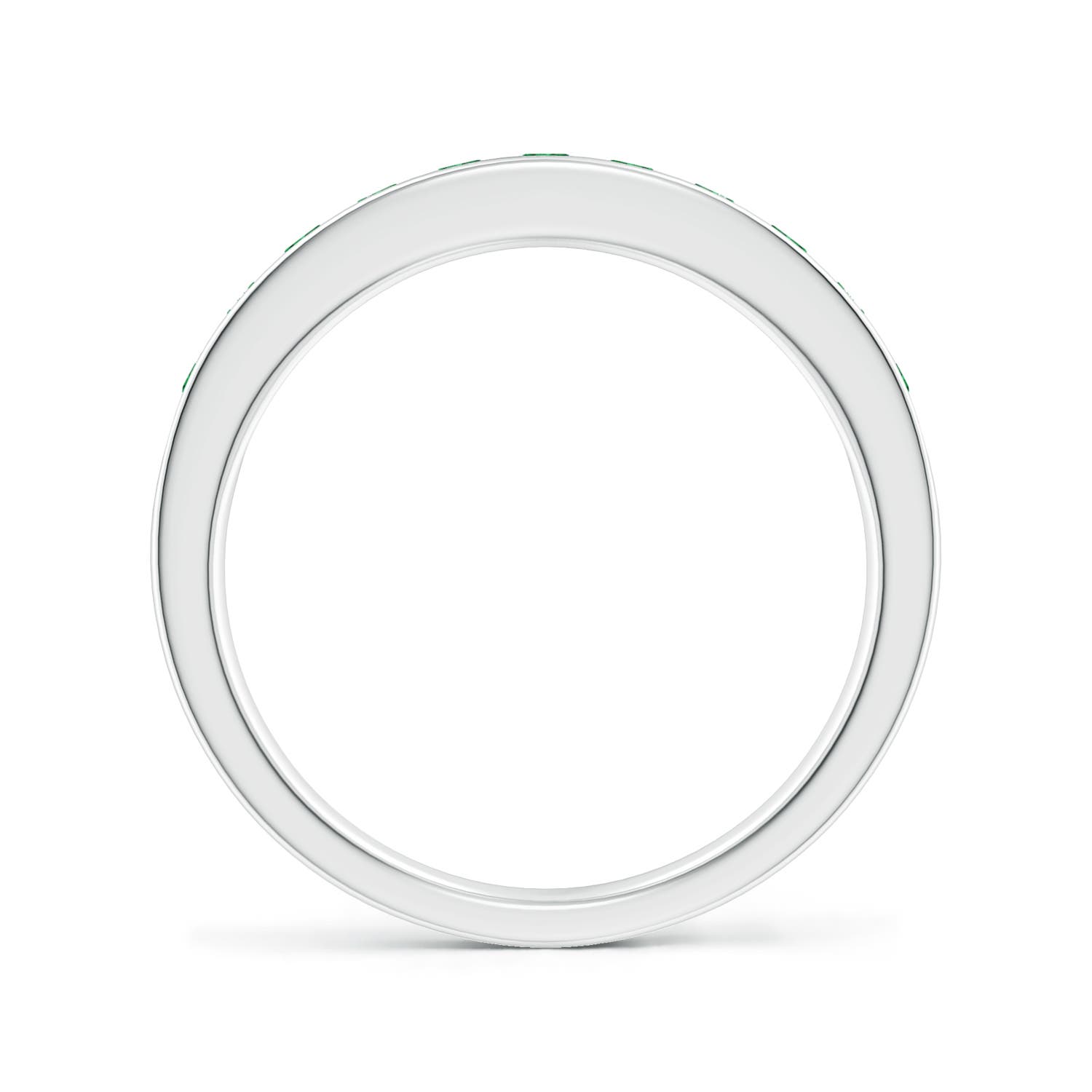 2.1mm AAA Channel Set Half Eternity Emerald Wedding Ring in White Gold