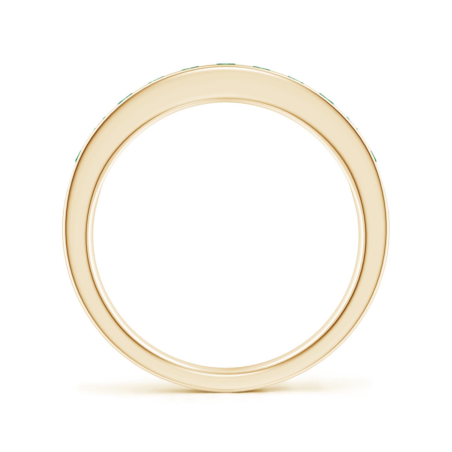 2.1mm AAA Channel Set Half Eternity Emerald Wedding Ring in Yellow Gold