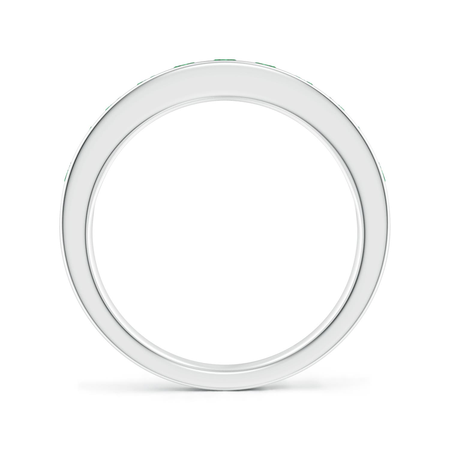 2.5mm AAA Channel Set Half Eternity Emerald Wedding Ring in 18K White Gold