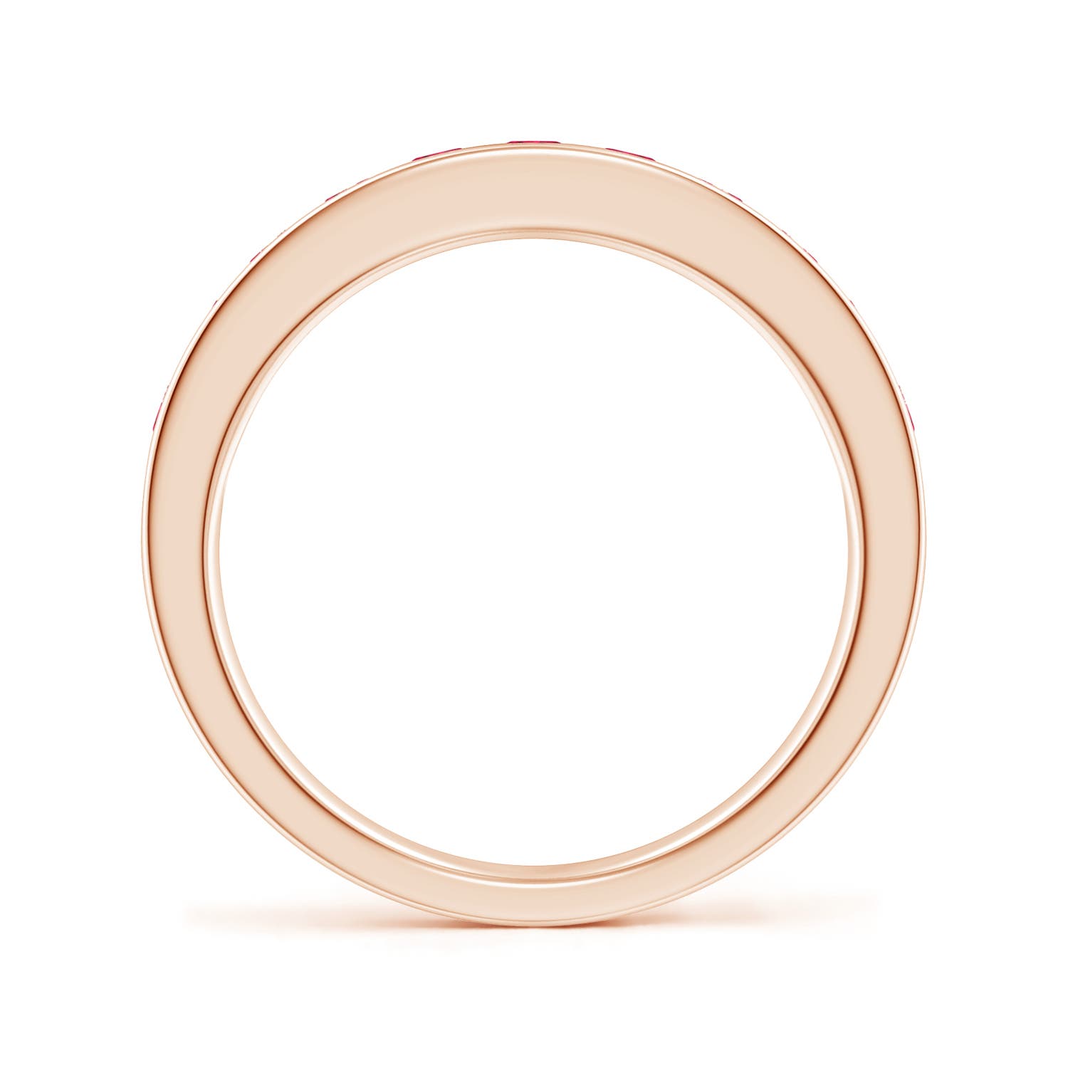 2.5mm AAA Channel Set Half Eternity Ruby Wedding Ring in 18CT Rose Gold - side 2