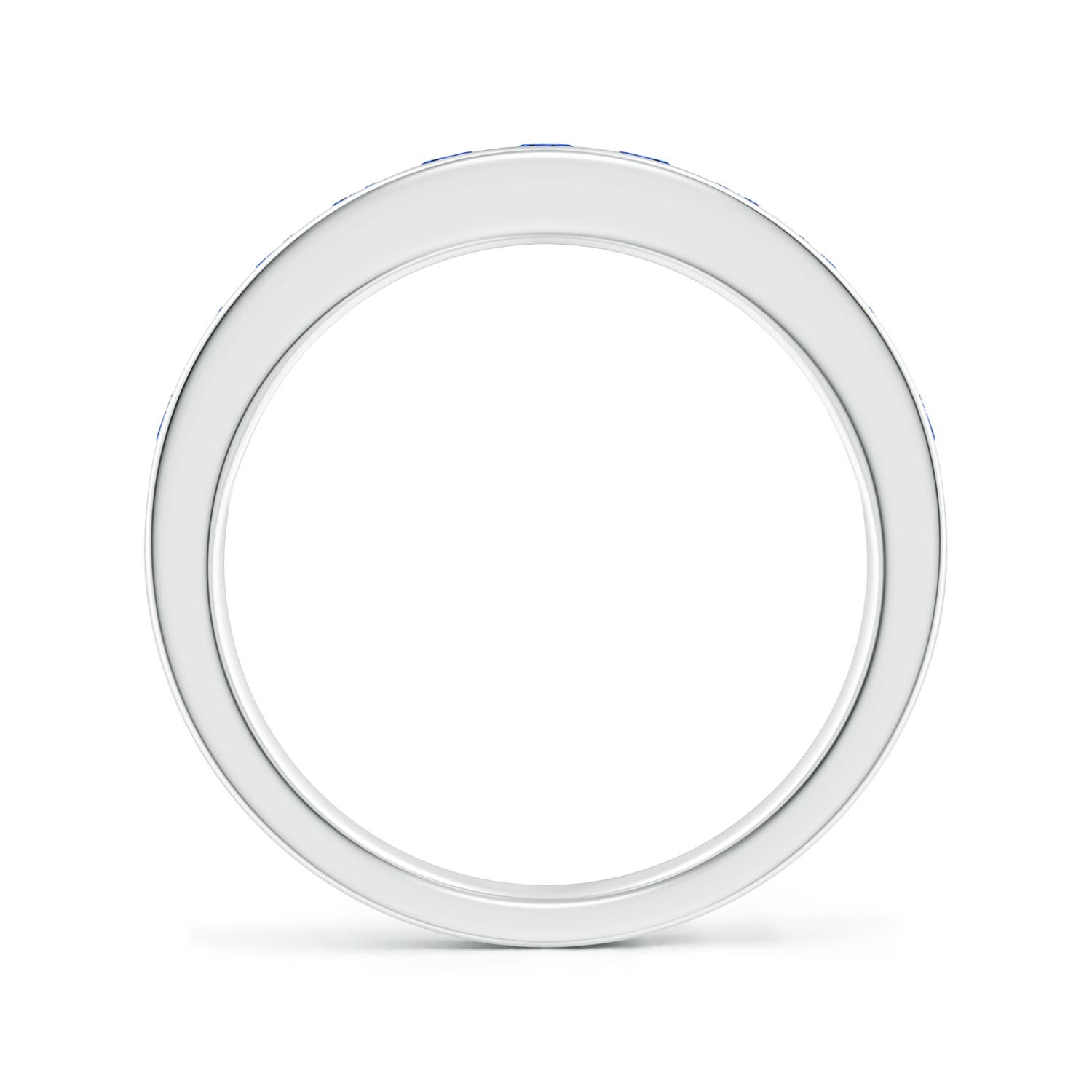 2.5mm AAAA Channel Set Half Eternity Sapphire Wedding Ring in 18K White Gold - side 2
