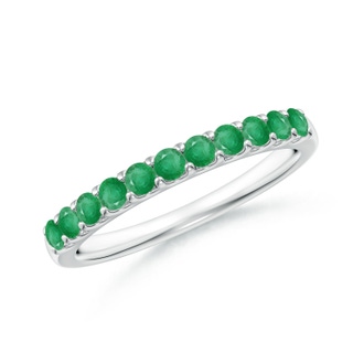 2.1mm A Shared Prong Set Half Eternity Emerald Wedding Band in 9K White Gold