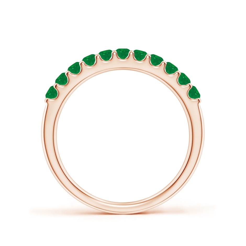 2.1mm AA Shared Prong Set Half Eternity Emerald Wedding Band in Rose Gold side 199