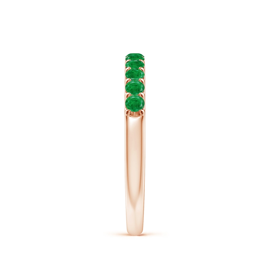 2.1mm AA Shared Prong Set Half Eternity Emerald Wedding Band in Rose Gold side 299