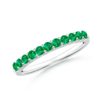 2.1mm AAA Shared Prong Set Half Eternity Emerald Wedding Band in P950 Platinum