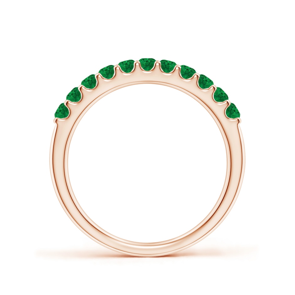 2.1mm AAA Shared Prong Set Half Eternity Emerald Wedding Band in Rose Gold side 199
