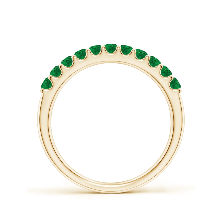 2.1mm AAA Shared Prong Set Half Eternity Emerald Wedding Band in Yellow Gold side 199