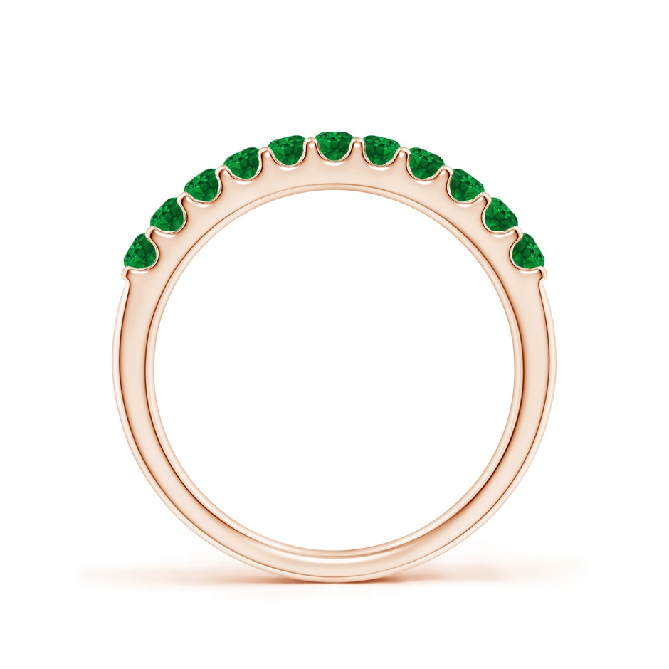 2.1mm AAAA Shared Prong Set Half Eternity Emerald Wedding Band in Rose Gold side 199