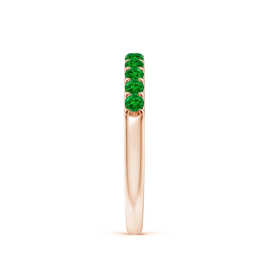 2.1mm AAAA Shared Prong Set Half Eternity Emerald Wedding Band in Rose Gold side 299