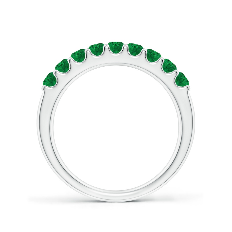 2.5mm AAA Shared Prong Set Half Eternity Emerald Wedding Band in P950 Platinum side 199