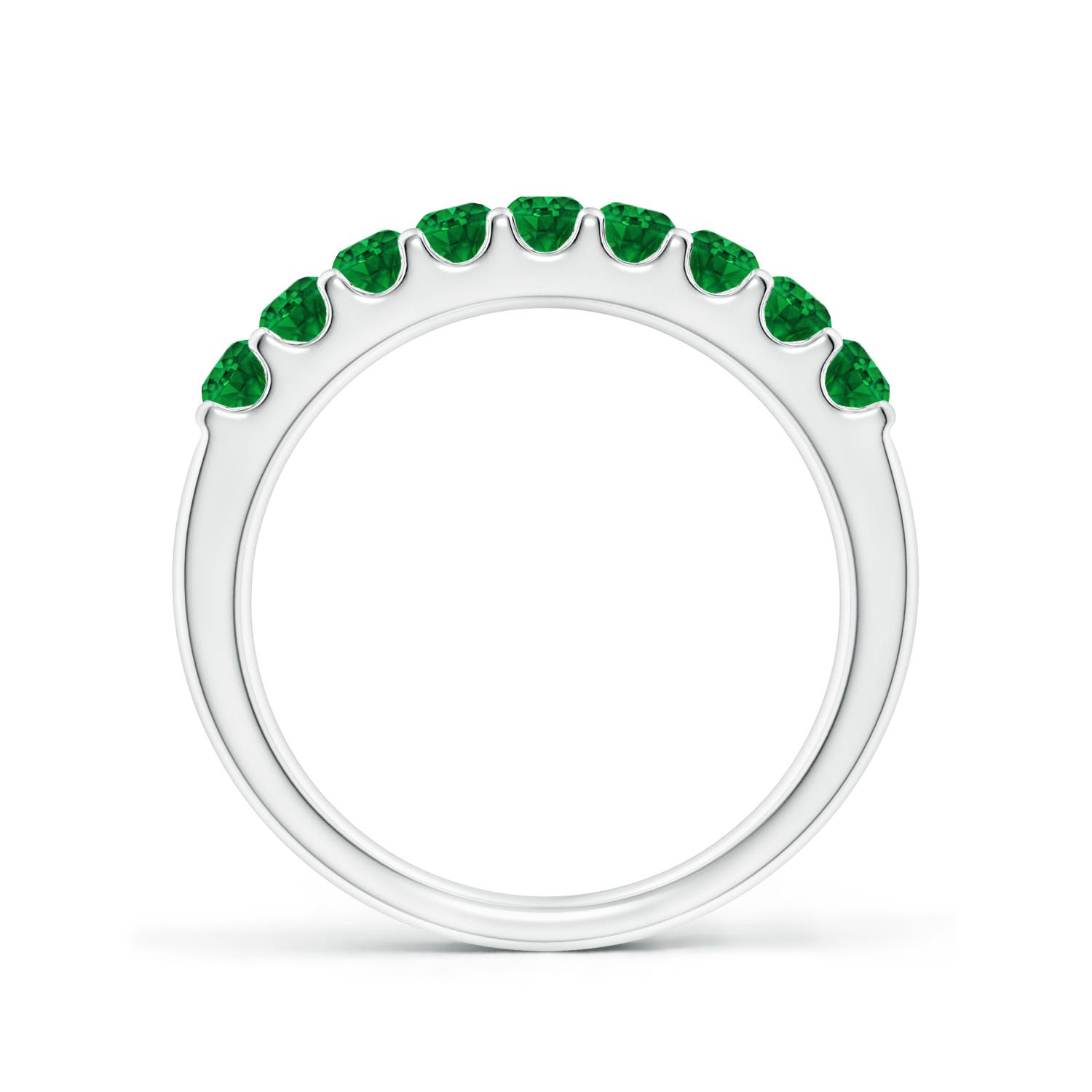 2.5mm AAAA Shared Prong Set Half Eternity Emerald Wedding Band in White Gold - side 3