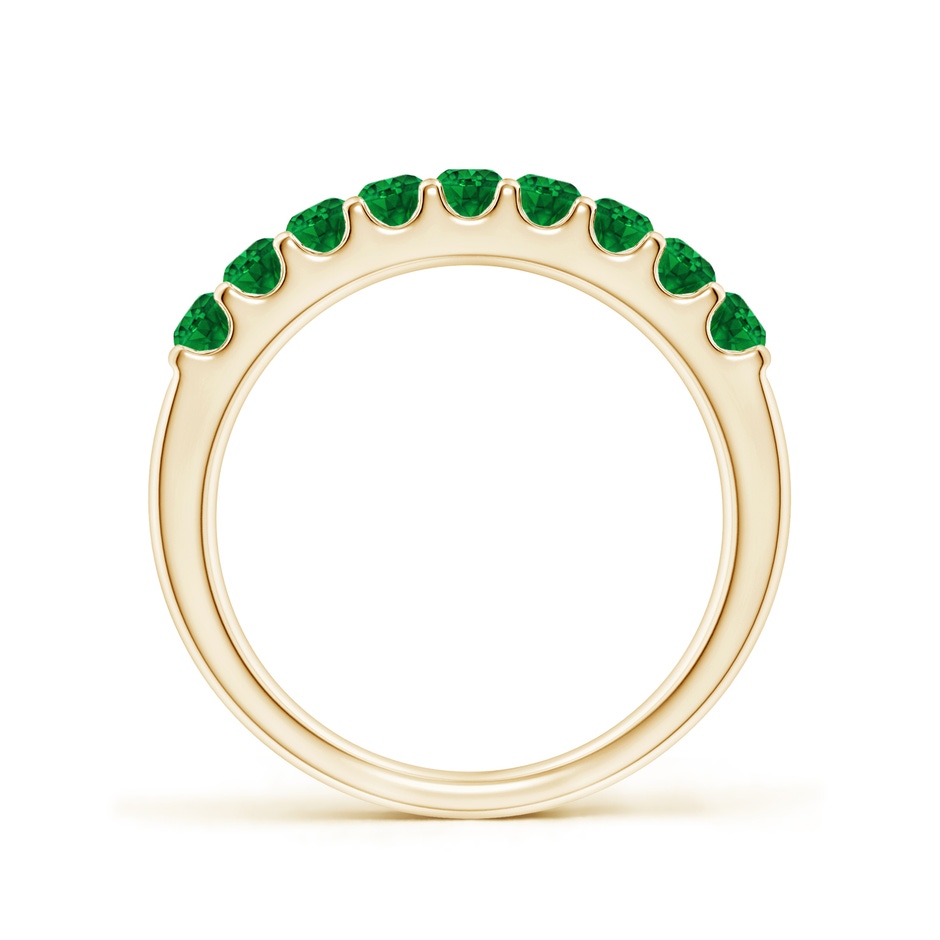 2.5mm AAAA Shared Prong Set Half Eternity Emerald Wedding Band in Yellow Gold side 199