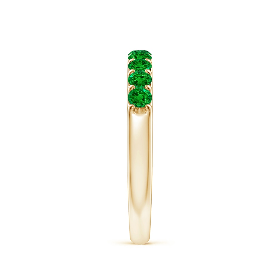 2.5mm AAAA Shared Prong Set Half Eternity Emerald Wedding Band in Yellow Gold side 299