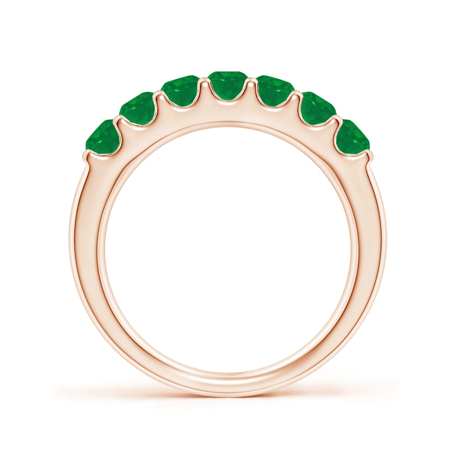 3.1mm AA Shared Prong Set Half Eternity Emerald Wedding Band in Rose Gold side 199