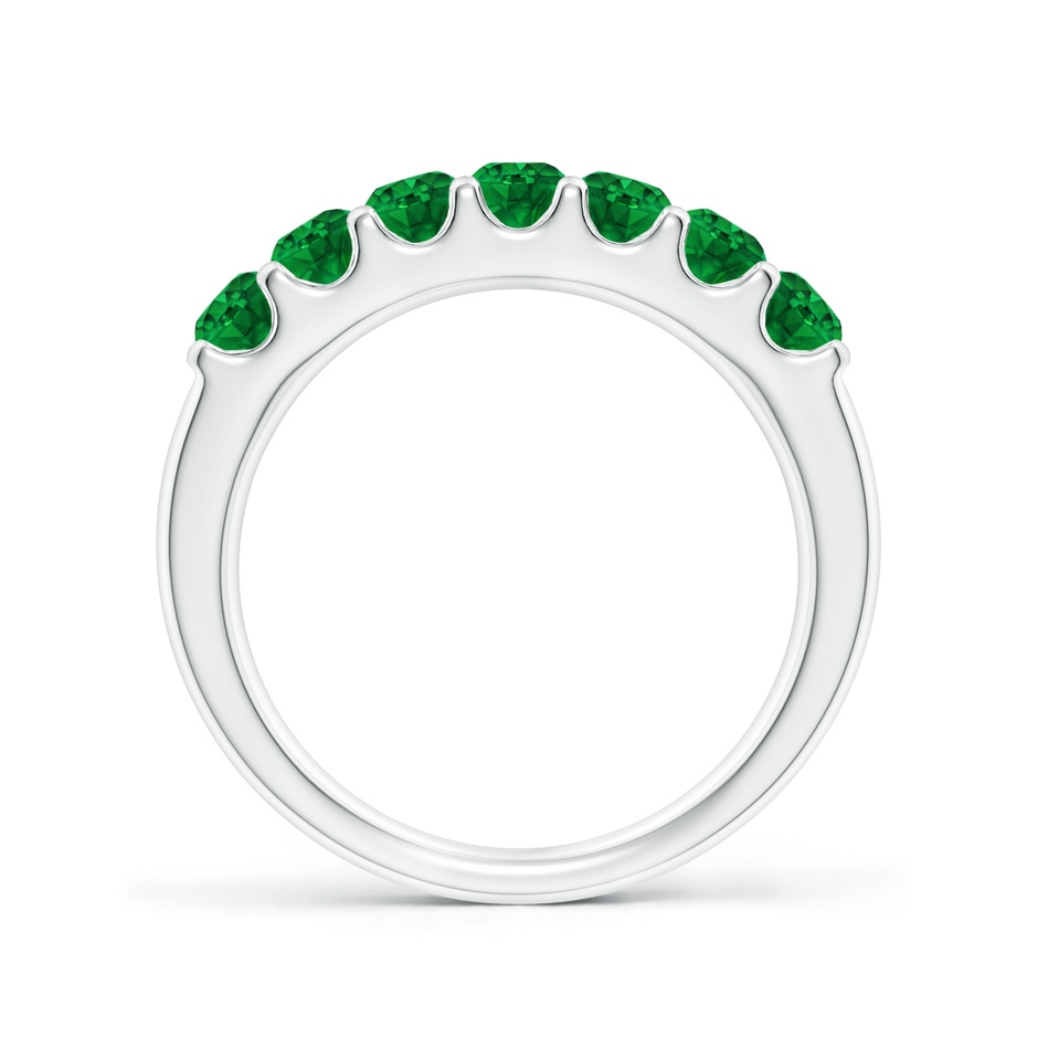 3.1mm AAAA Shared Prong Set Half Eternity Emerald Wedding Band in P950 Platinum side 199
