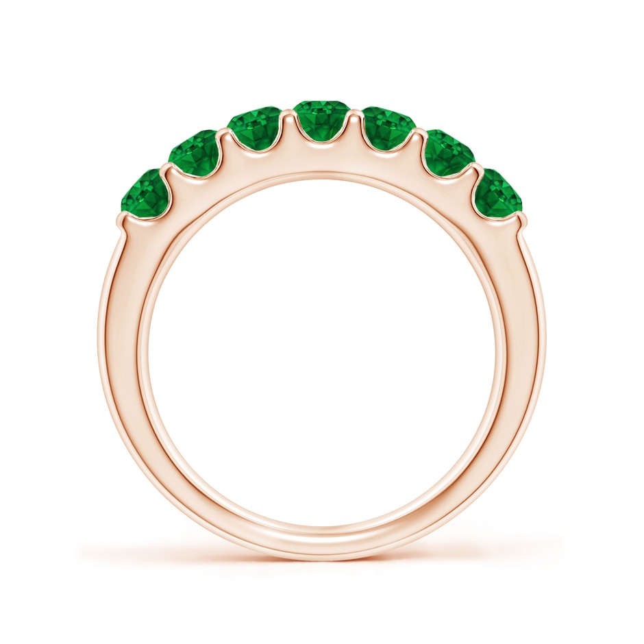 3.1mm AAAA Shared Prong Set Half Eternity Emerald Wedding Band in Rose Gold side 199