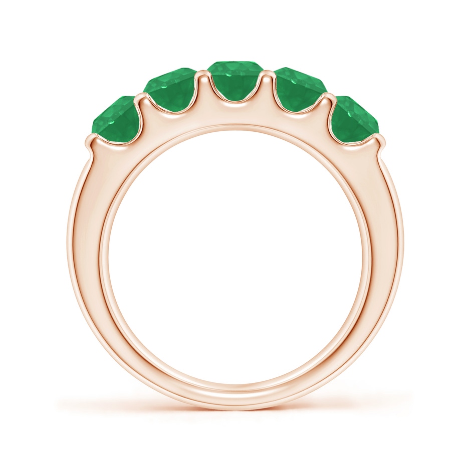 4.2mm A Shared Prong Set Half Eternity Emerald Wedding Band in Rose Gold side 199