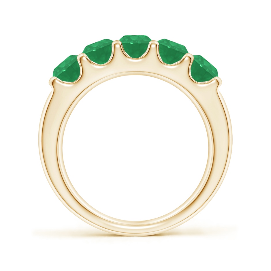 4.2mm A Shared Prong Set Half Eternity Emerald Wedding Band in Yellow Gold side 199