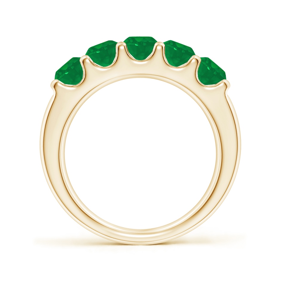 4.2mm AA Shared Prong Set Half Eternity Emerald Wedding Band in Yellow Gold side 199
