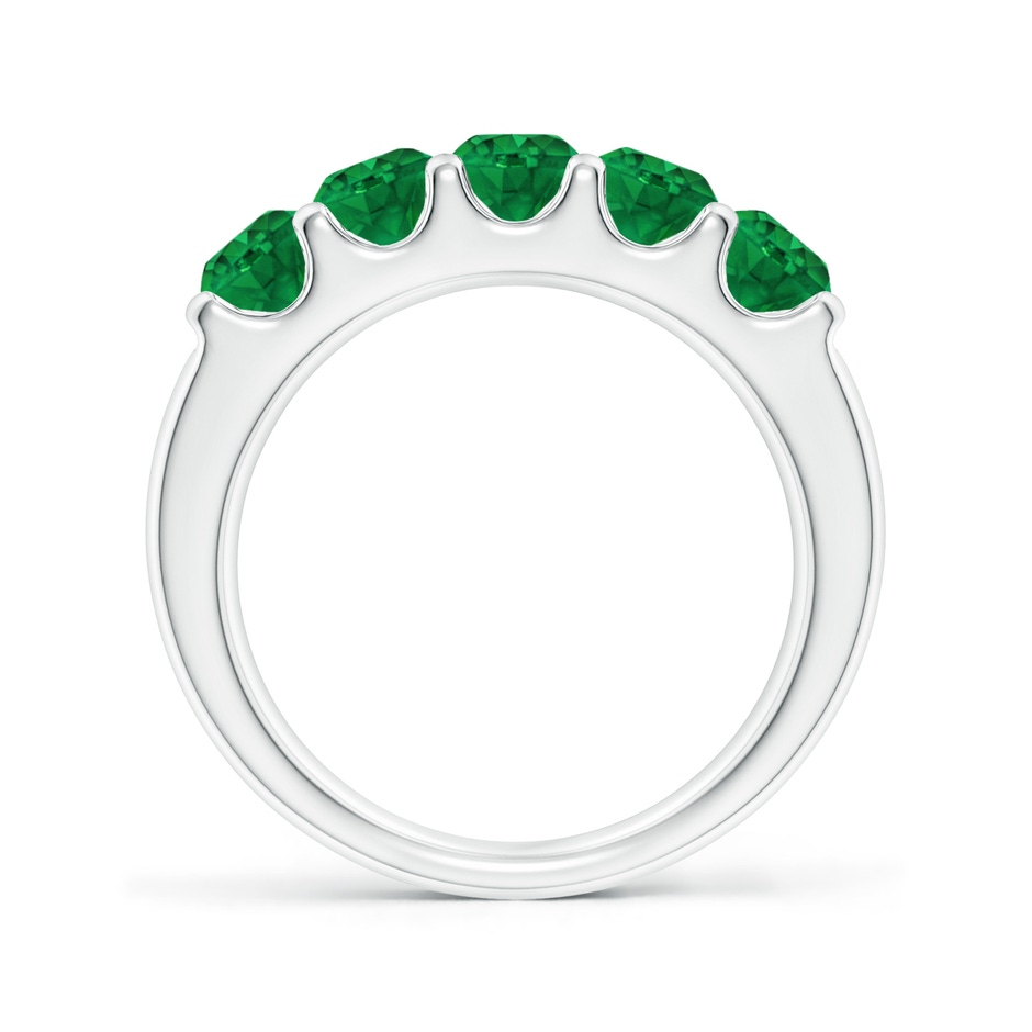 4.2mm AAA Shared Prong Set Half Eternity Emerald Wedding Band in P950 Platinum side 199