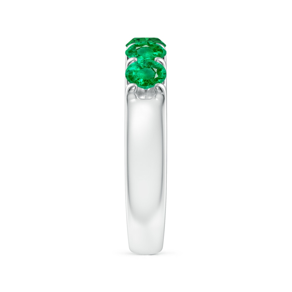 4.2mm AAA Shared Prong Set Half Eternity Emerald Wedding Band in P950 Platinum side 299