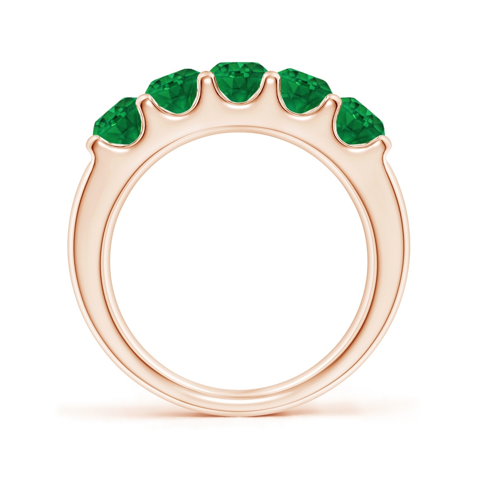 4.2mm AAA Shared Prong Set Half Eternity Emerald Wedding Band in Rose Gold side 199