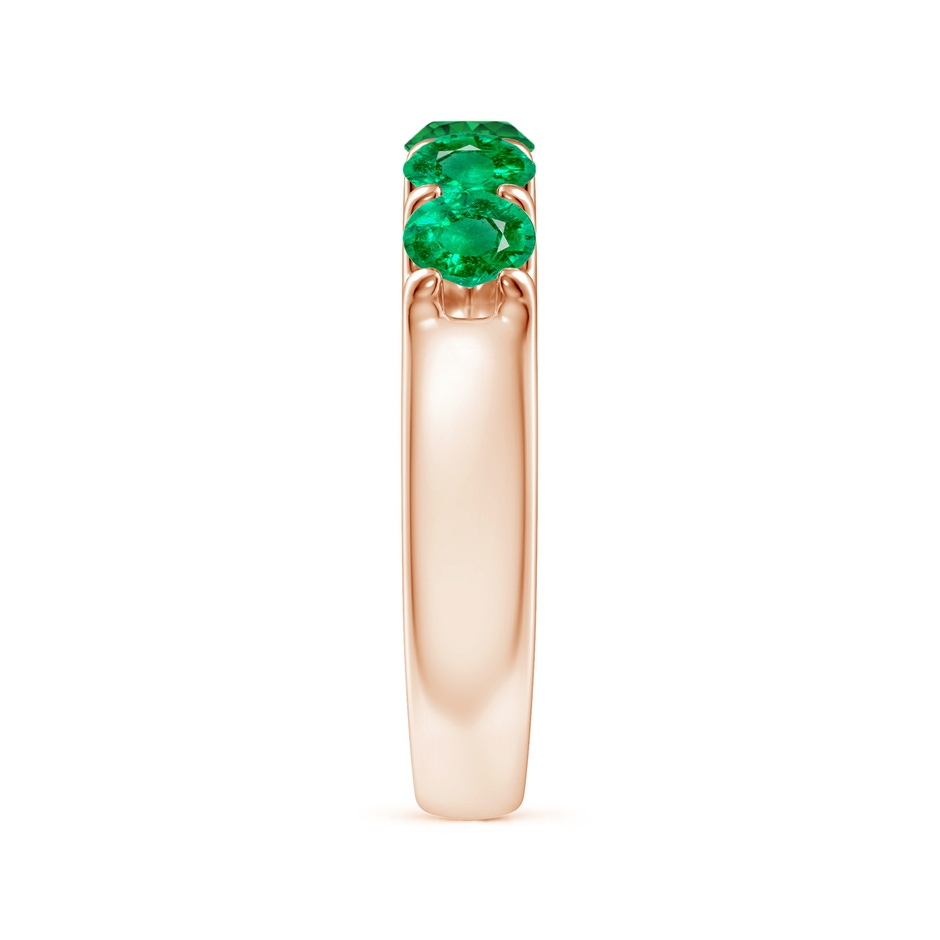 4.2mm AAA Shared Prong Set Half Eternity Emerald Wedding Band in Rose Gold side 299