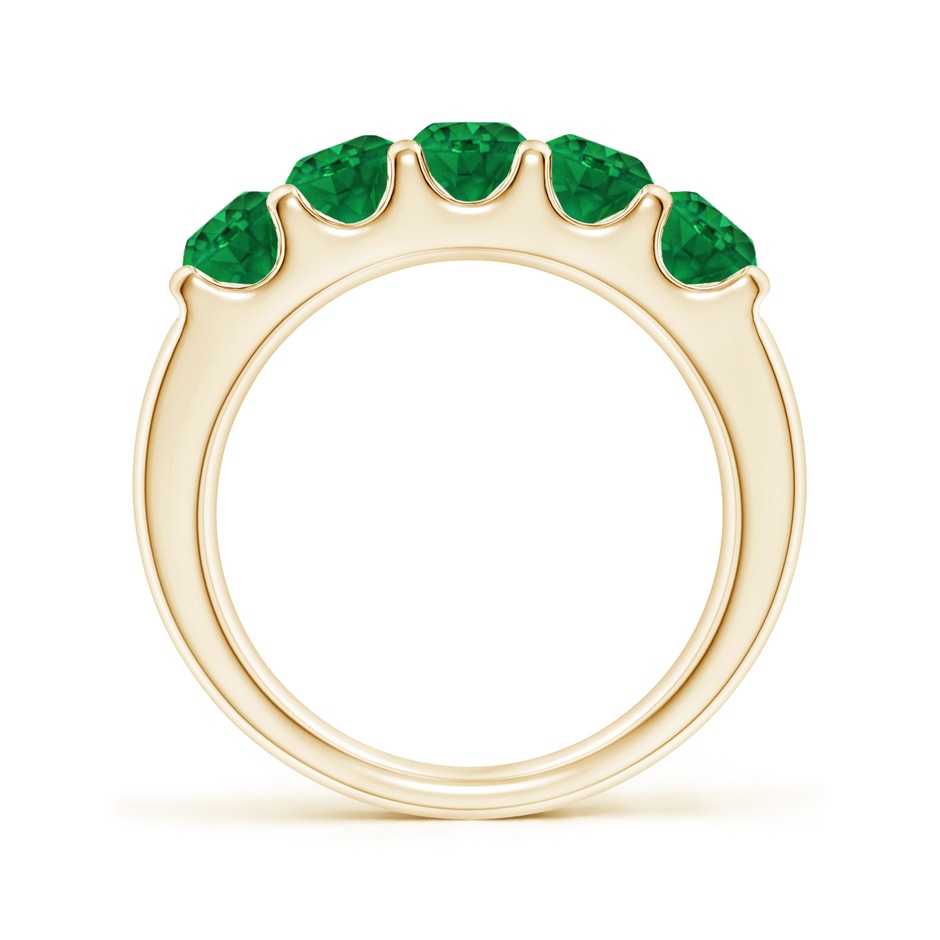 4.2mm AAA Shared Prong Set Half Eternity Emerald Wedding Band in Yellow Gold side 199