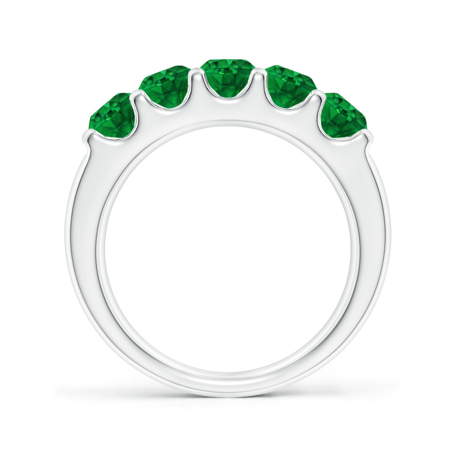 4.2mm AAAA Shared Prong Set Half Eternity Emerald Wedding Band in P950 Platinum side 199