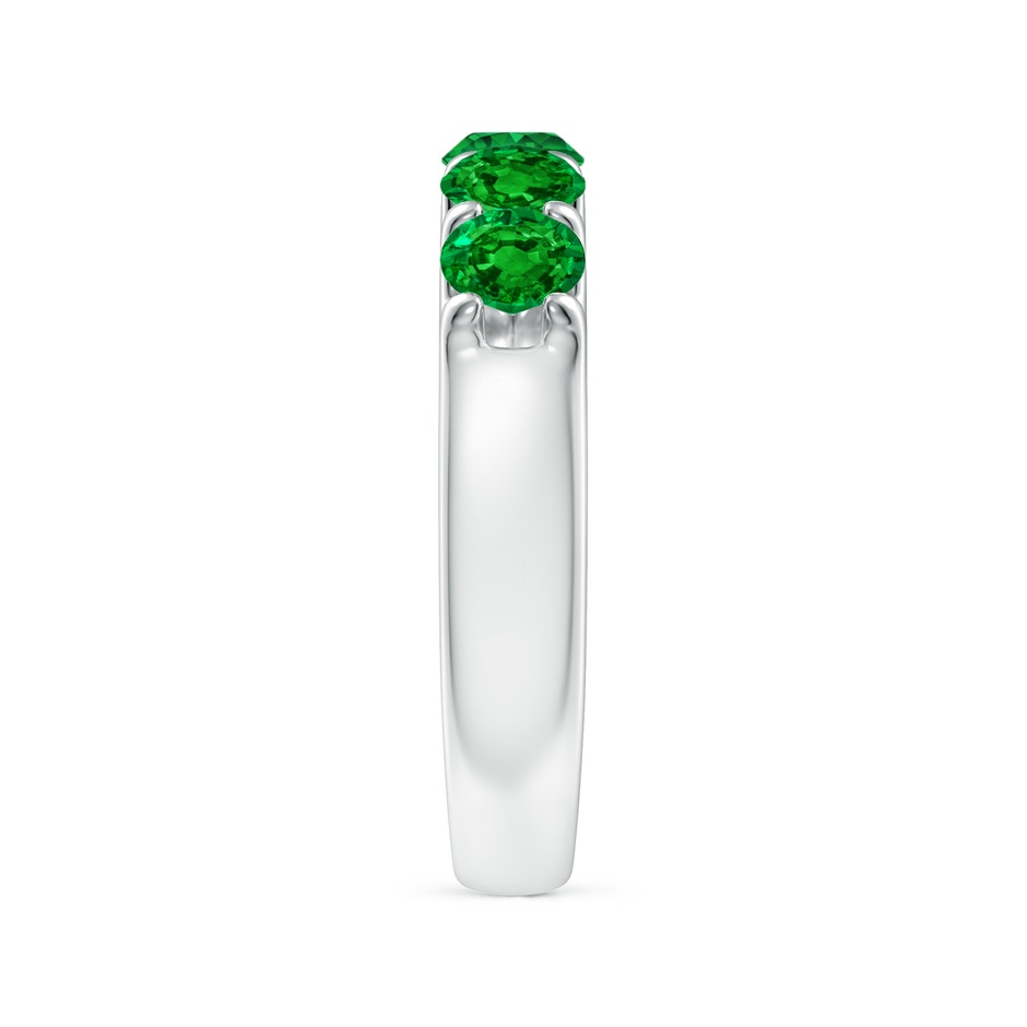 4.2mm AAAA Shared Prong Set Half Eternity Emerald Wedding Band in P950 Platinum side 299
