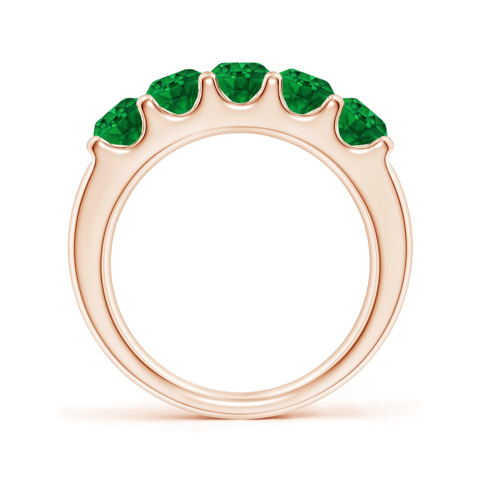 4.2mm AAAA Shared Prong Set Half Eternity Emerald Wedding Band in Rose Gold side 199
