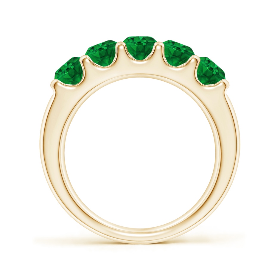 4.2mm AAAA Shared Prong Set Half Eternity Emerald Wedding Band in Yellow Gold side 199
