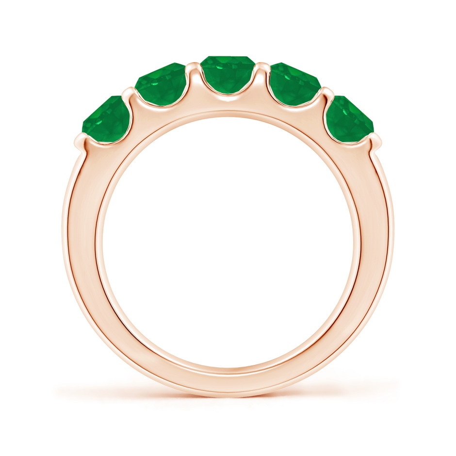 4.5mm AA Shared Prong Set Half Eternity Emerald Wedding Band in Rose Gold side 199