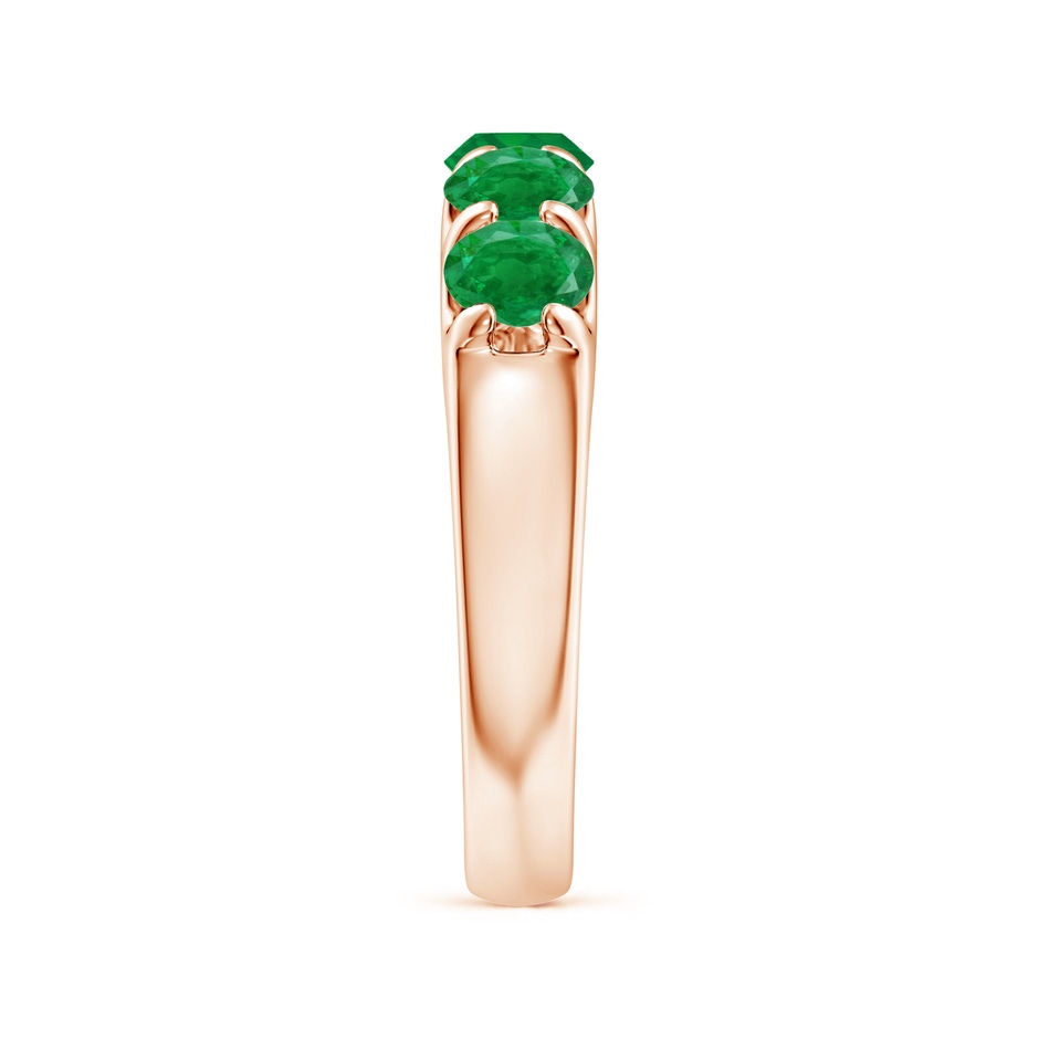4.5mm AA Shared Prong Set Half Eternity Emerald Wedding Band in Rose Gold side 299