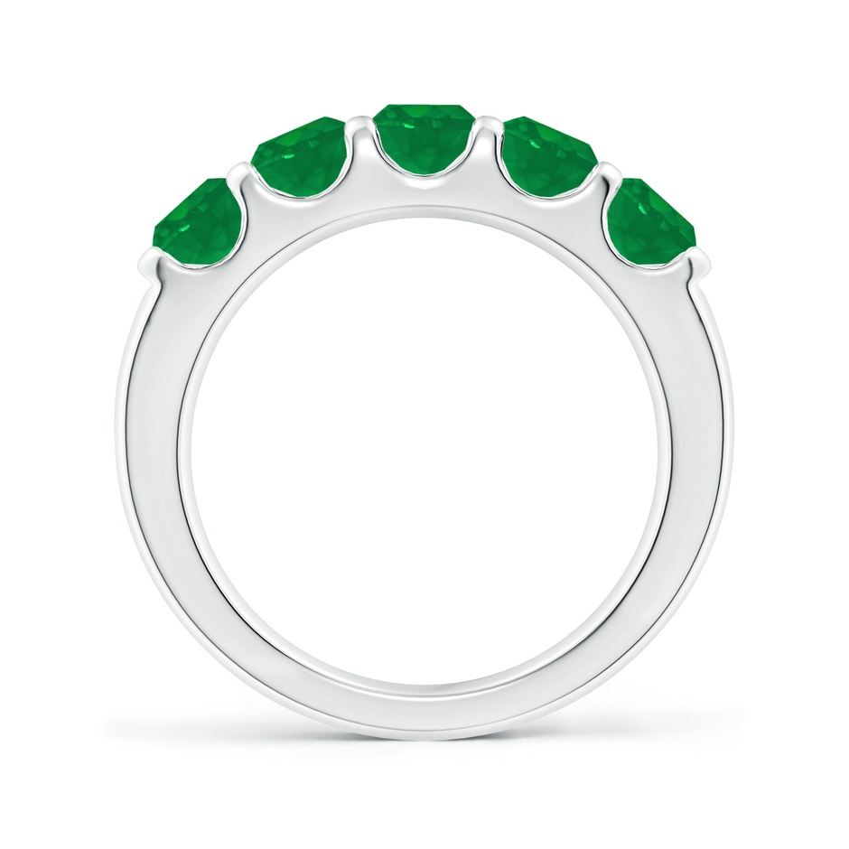 4.5mm AA Shared Prong Set Half Eternity Emerald Wedding Band in White Gold side 199