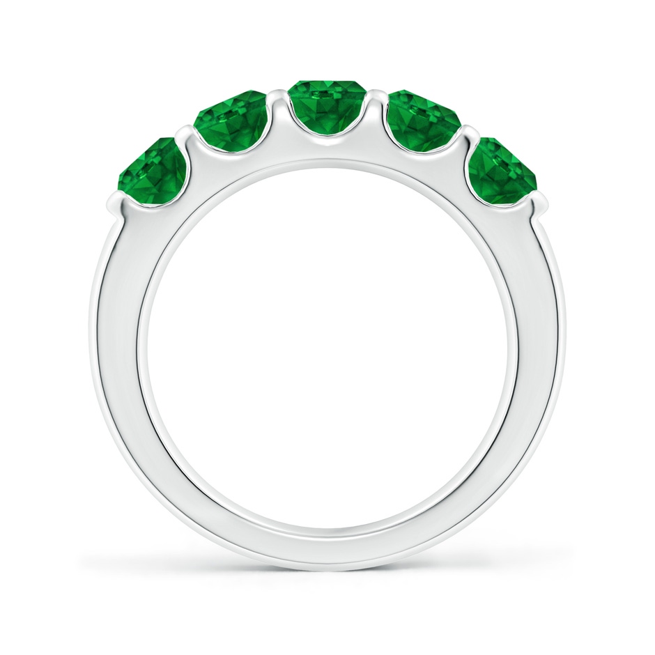 4.5mm AAAA Shared Prong Set Half Eternity Emerald Wedding Band in P950 Platinum side 199