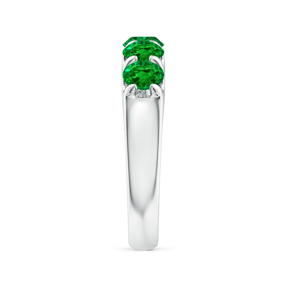 4.5mm AAAA Shared Prong Set Half Eternity Emerald Wedding Band in P950 Platinum side 299